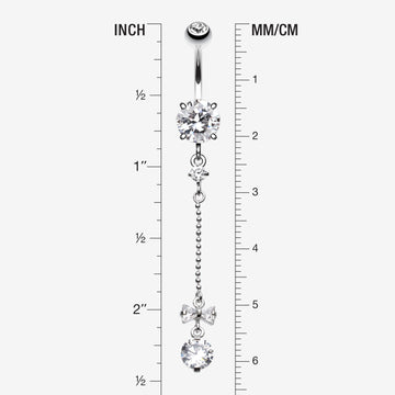 Bow and Gem Droplet Belly Button Ring-Clear